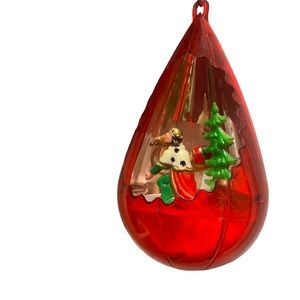 Vintage Jewel Brite Plastic Diorama Christmas Ornament Red Teardrop King Camel